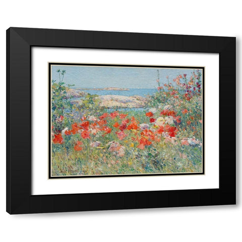 Garden, Isle of Shoals, Maine Black Modern Wood Framed Art Print with Double Matting by Childe Hassam, Frederick