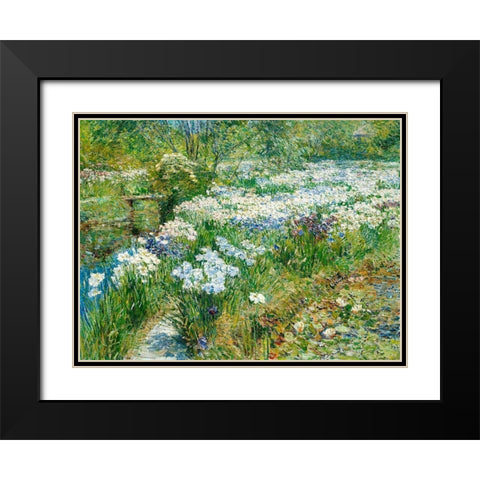 The Water Garden Black Modern Wood Framed Art Print with Double Matting by Childe Hassam, Frederick