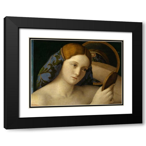 Giovane donna allo specchio Black Modern Wood Framed Art Print with Double Matting by Bellini, Giovanni