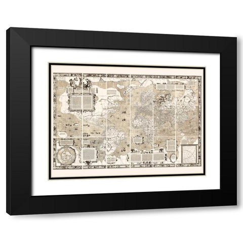 Nova et Aucta Orbis Terrae Descriptio 1569 Black Modern Wood Framed Art Print with Double Matting by Anonymous