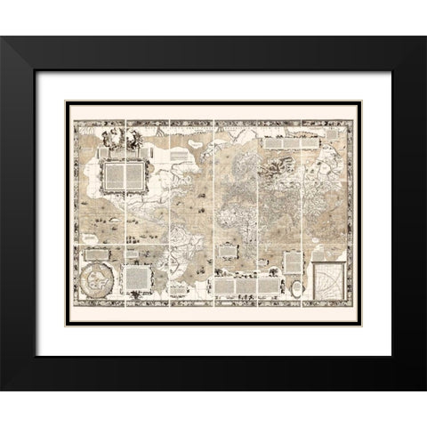 Nova et Aucta Orbis Terrae Descriptio 1569 Black Modern Wood Framed Art Print with Double Matting by Anonymous