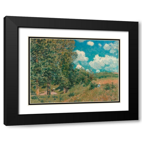 The Road from Versailles to Saint-Germain Black Modern Wood Framed Art Print with Double Matting by Sisley, Alfred