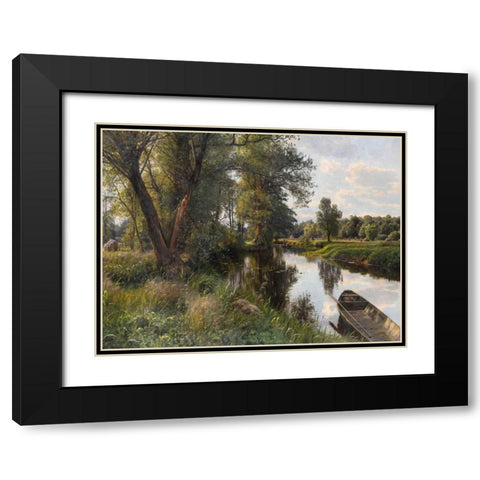 Sommer landskab Black Modern Wood Framed Art Print with Double Matting by Monsted, Peder