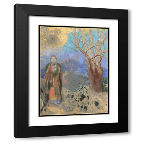 Buddha Black Modern Wood Framed Art Print with Double Matting by Redon, Odilon