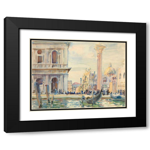The Piazzetta  Black Modern Wood Framed Art Print with Double Matting by Sargent, John Singer