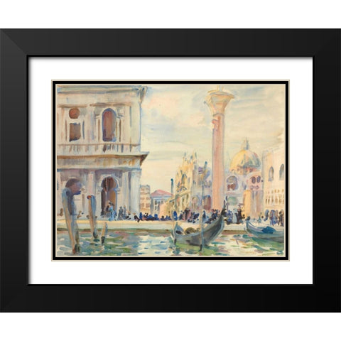 The Piazzetta  Black Modern Wood Framed Art Print with Double Matting by Sargent, John Singer