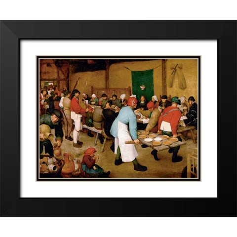 Peasant Wedding Black Modern Wood Framed Art Print with Double Matting by Bruegel the Elder, Pieter