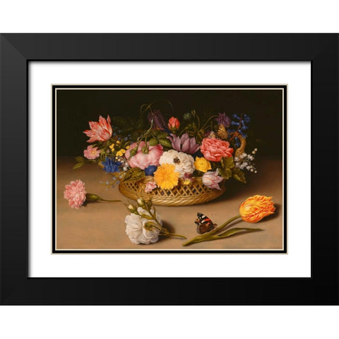 Flower Still Life Black Modern Wood Framed Art Print with Double Matting by Bosschaert the Elder, Ambrosius