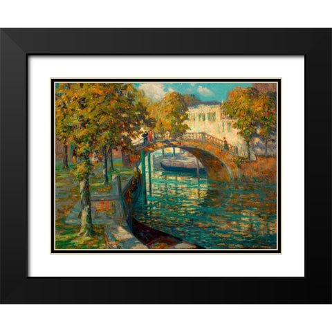 Overlooking the canal Black Modern Wood Framed Art Print with Double Matting by Linde, Ossip Leonovitch