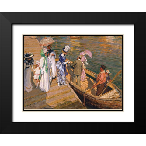 The Ferry Black Modern Wood Framed Art Print with Double Matting by Fox, Emanuel Phillips
