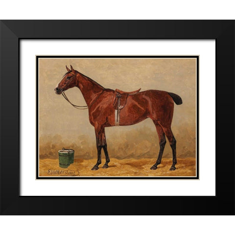 Bay in a stable Black Modern Wood Framed Art Print with Double Matting by Volkers, Emil