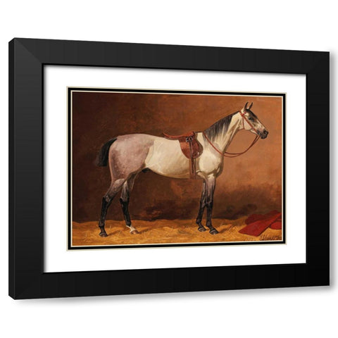 Saddled sport horse Black Modern Wood Framed Art Print with Double Matting by Volkers, Emil