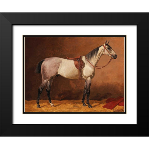 Saddled sport horse Black Modern Wood Framed Art Print with Double Matting by Volkers, Emil