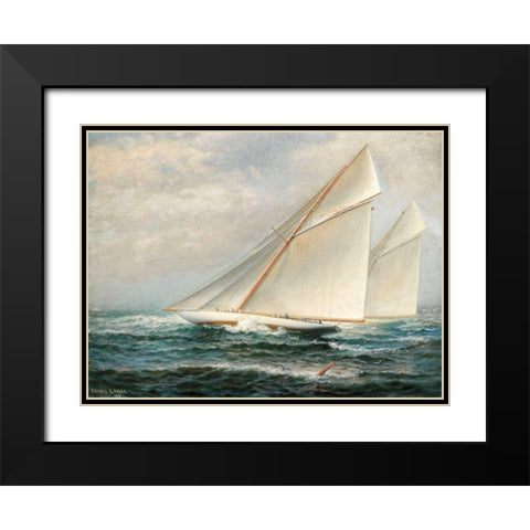 Americas Cup Racing Black Modern Wood Framed Art Print with Double Matting by Tyler, James Gale