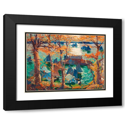 Romantic sunset, Maine Black Modern Wood Framed Art Print with Double Matting by Lie, Jonas