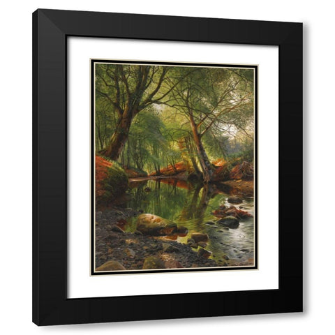A woodland stream Black Modern Wood Framed Art Print with Double Matting by MÃ¸nsted, Peder MÃ¸rk