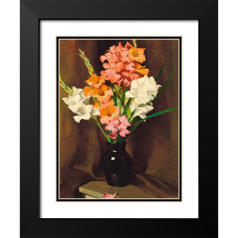 Vaso di fiori Black Modern Wood Framed Art Print with Double Matting by Dunton, William Herbert