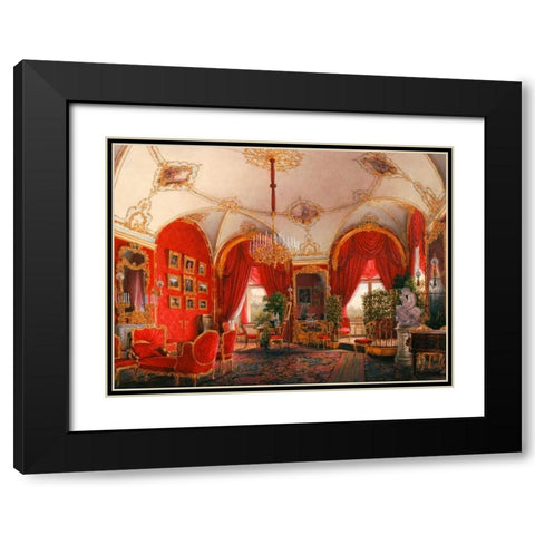 Interiors of the Winter Palace: the Fourth Reserved Apartment Black Modern Wood Framed Art Print with Double Matting by Hau, Edward Petrovich