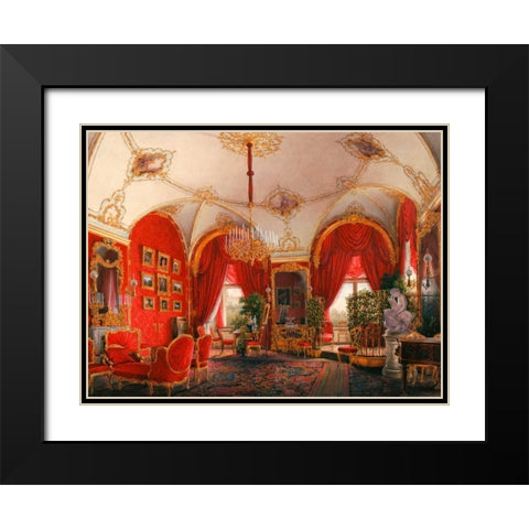 Interiors of the Winter Palace: the Fourth Reserved Apartment Black Modern Wood Framed Art Print with Double Matting by Hau, Edward Petrovich