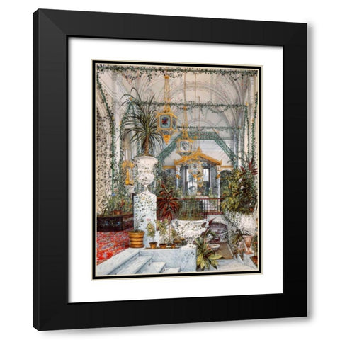 Interiors of the Winter Palace: the Winter Garden Black Modern Wood Framed Art Print with Double Matting by Ukhtomsky, Konstantin Andreyevich