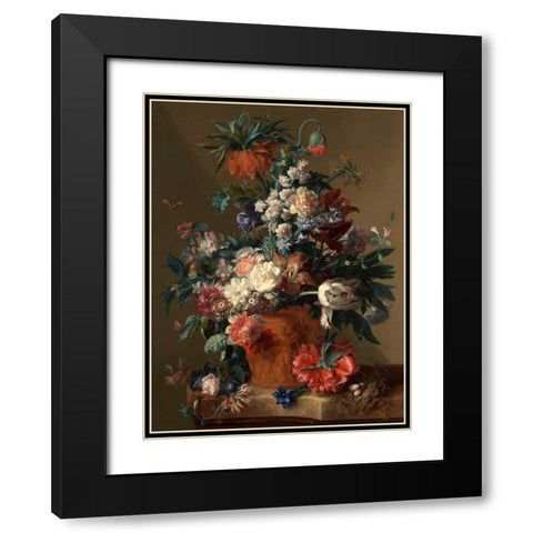 Vase Black Modern Wood Framed Art Print with Double Matting by van Huysum, Jan