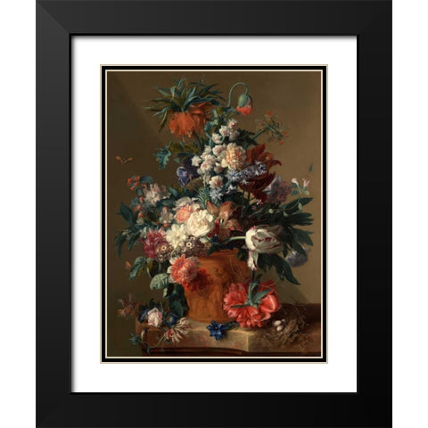 Vase Black Modern Wood Framed Art Print with Double Matting by van Huysum, Jan