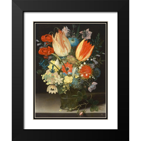 Still Life with Tulips Black Modern Wood Framed Art Print with Double Matting by Peter, Binoit