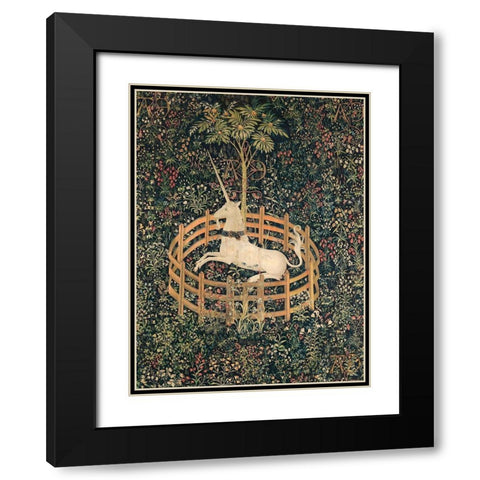 Unicorn in Captivity Black Modern Wood Framed Art Print with Double Matting by Anonymous