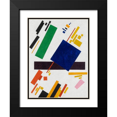 Suprematist Composition Black Modern Wood Framed Art Print with Double Matting by Kasimir, Malevich