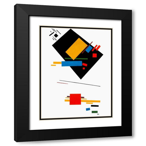 Suprematism Black Modern Wood Framed Art Print with Double Matting by Kasimir, Malevich