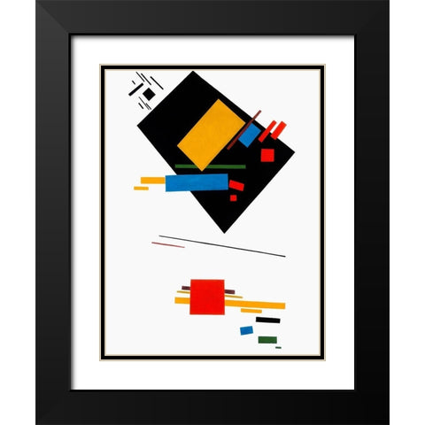 Suprematism Black Modern Wood Framed Art Print with Double Matting by Kasimir, Malevich