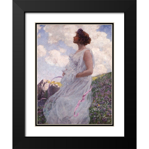 Calypso Black Modern Wood Framed Art Print with Double Matting by George, Hitchcock