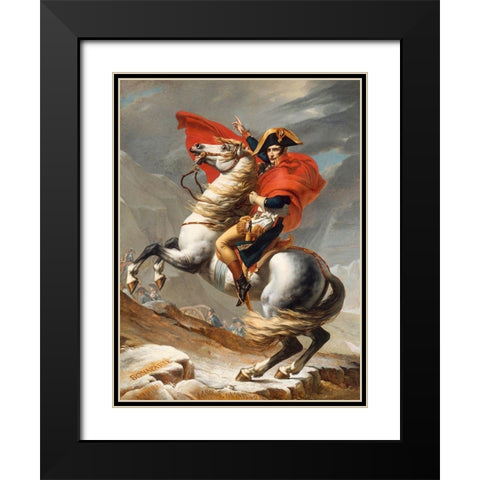 Bonaparte franchissant le Grand Saint-Bernard Black Modern Wood Framed Art Print with Double Matting by Jacques-Louis , David