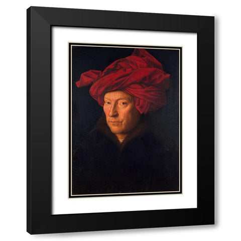 Portrait of a Man in a Turban Black Modern Wood Framed Art Print with Double Matting by Jan, Van Eyck