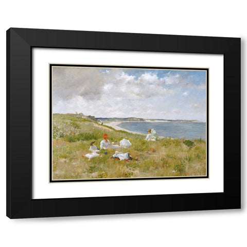 Idle Hours Black Modern Wood Framed Art Print with Double Matting by William, Merritt Chase