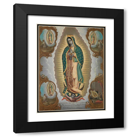 The Virgin of Guadalupe with the Four Apparitions Black Modern Wood Framed Art Print with Double Matting by Nicolas, EnrÃ­quez