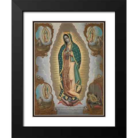 The Virgin of Guadalupe with the Four Apparitions Black Modern Wood Framed Art Print with Double Matting by Nicolas, EnrÃ­quez
