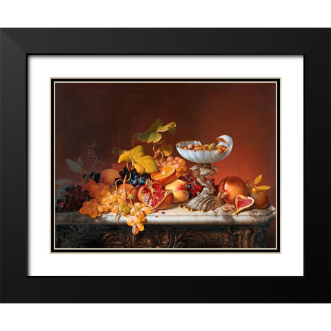 Natura morta con frutta Black Modern Wood Framed Art Print with Double Matting by Johann Wilhelm, Preyer