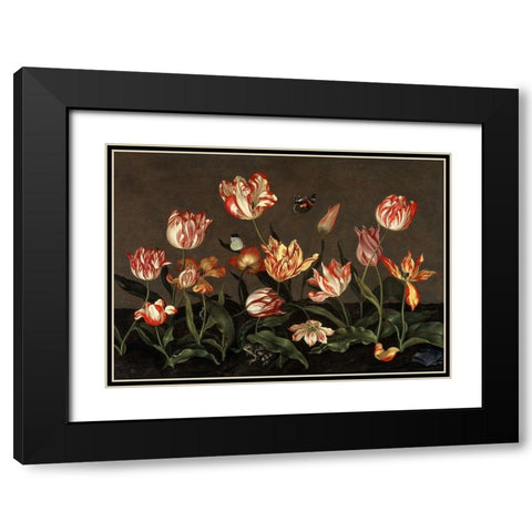 Still Life with Tulips Black Modern Wood Framed Art Print with Double Matting by Bosschaert, Johannes