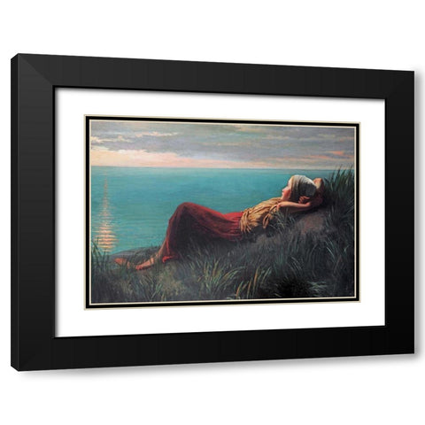 Dreaming Black Modern Wood Framed Art Print with Double Matting by Israels, Jozef