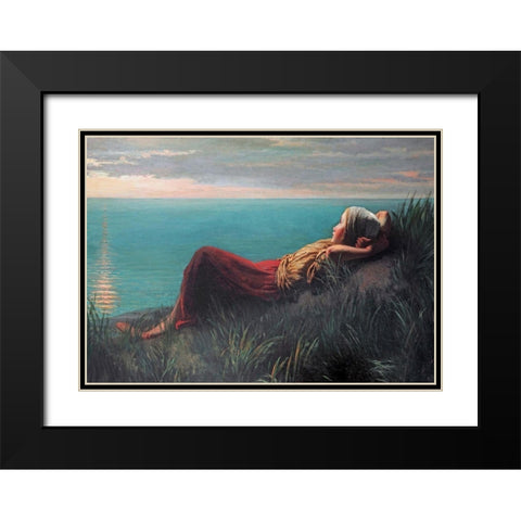 Dreaming Black Modern Wood Framed Art Print with Double Matting by Israels, Jozef