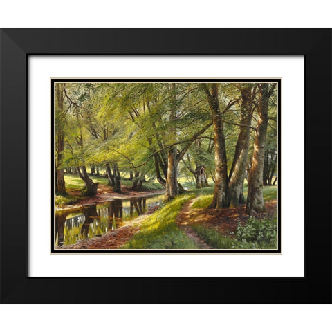 A summer day in the forest Black Modern Wood Framed Art Print with Double Matting by Monsted, Peder Mork