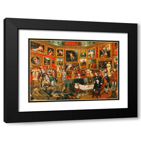 Tribuna of the Uffizi Black Modern Wood Framed Art Print with Double Matting by Zoffany, Johan