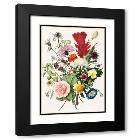Bouquet of Flowers Black Modern Wood Framed Art Print with Double Matting by Anonymous