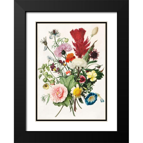 Bouquet of Flowers Black Modern Wood Framed Art Print with Double Matting by Anonymous