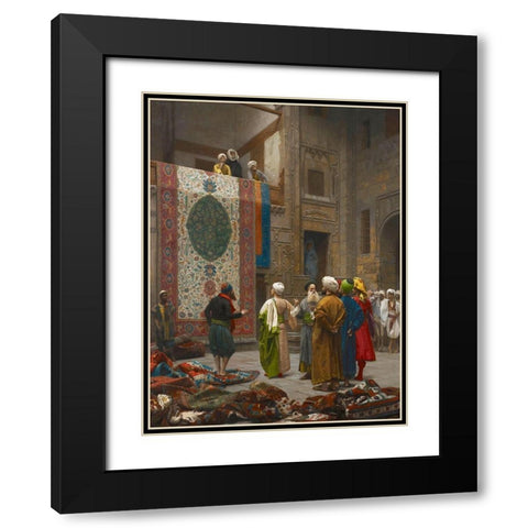 The Carpet Merchant Black Modern Wood Framed Art Print with Double Matting by Gerome, Jean-Leon