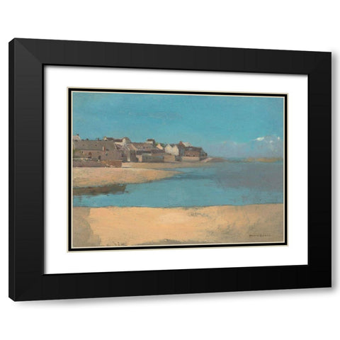 Village by the Sea in Brittany Black Modern Wood Framed Art Print with Double Matting by Redon, Odilon
