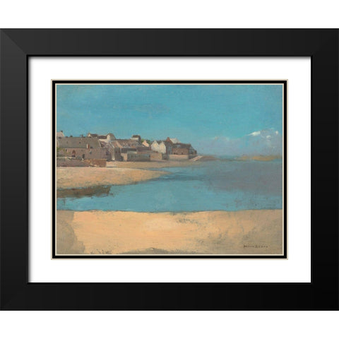 Village by the Sea in Brittany Black Modern Wood Framed Art Print with Double Matting by Redon, Odilon