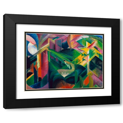 Deer in a Monastery Garden Black Modern Wood Framed Art Print with Double Matting by Marc, Franz