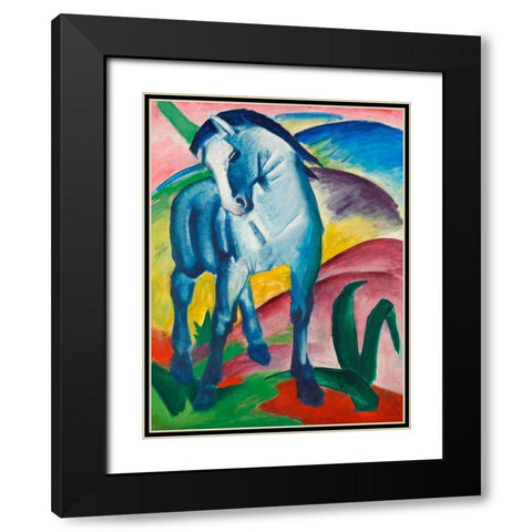 Blue Horse I Black Modern Wood Framed Art Print with Double Matting by Marc, Franz